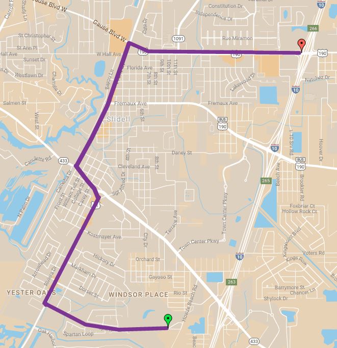 Krewe of Slidellians parade route